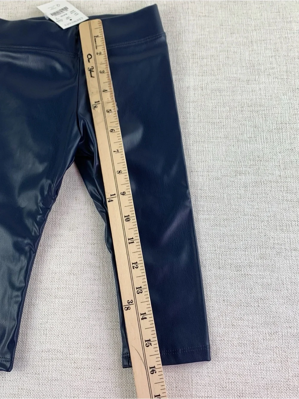 Crewcuts New Girls' faux-leather leggings in navy blue size 2T
